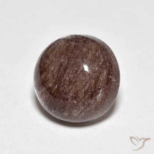 Quartzo Rutilo Marrom Quente Natural 3.27ct, Redondo, Transparente