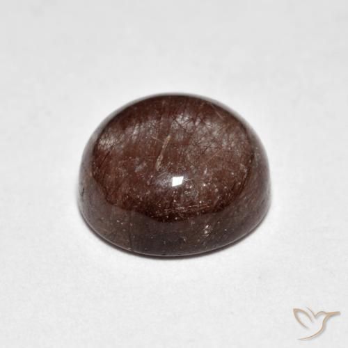 Quartzo Rutilo Marrom Quente Natural 3.27ct, Redondo, Transparente