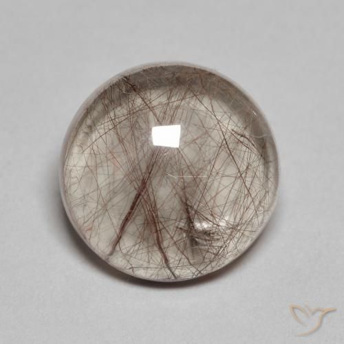 Quartzo Rutilo claro com marrom Natural 5.22ct, Redondo, Transparente