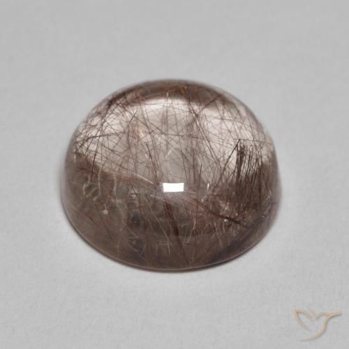 Quartzo Rutilo claro com marrom Natural 5.22ct, Redondo, Transparente