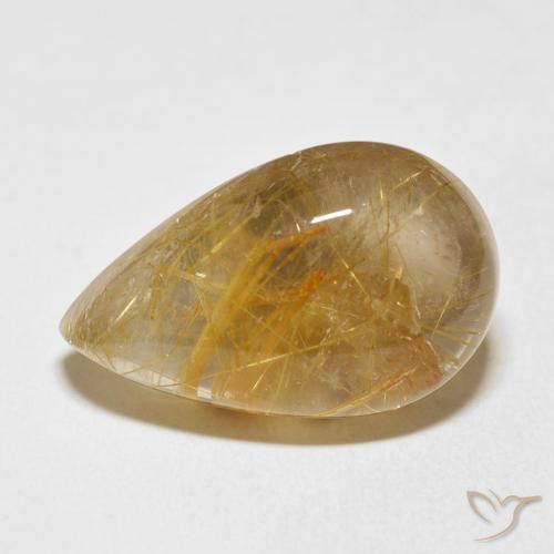 15.75ct Natural Ouro Quartzo Rutilo, Formato de pêra, Transparente
