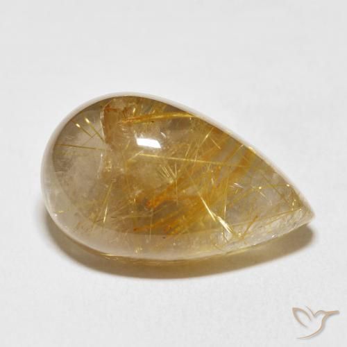 Quartzo Rutilo Ouro Natural 15.75ct, Formato de pêra, Transparente