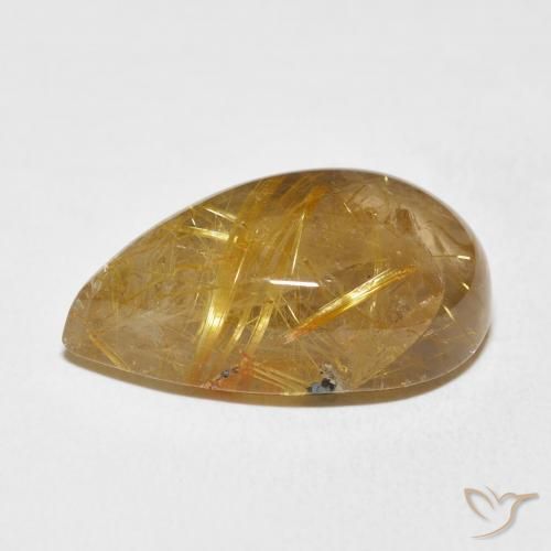Quartzo Rutilo Ouro Natural 15.75ct, Formato de pêra, Transparente