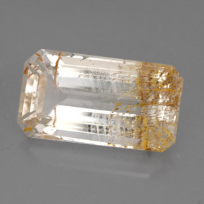 Topázio rutilado amarelo natural 11,47ct, transparente, transparente/translúcido