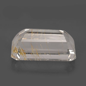 Topázio rutilado amarelo natural 8,79ct, corte esmeralda, transparente