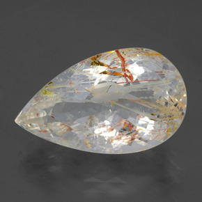 Topázio rutilado amarelo natural 20,84ct, formato de pêra, transparente