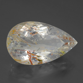 Topázio rutilado amarelo natural 20,84ct, formato de pêra, transparente