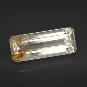 Topázio rutilado amarelo natural 7,41ct, corte esmeralda, transparente
