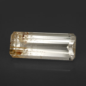 Topázio rutilado amarelo natural 7,41ct, corte esmeralda, transparente