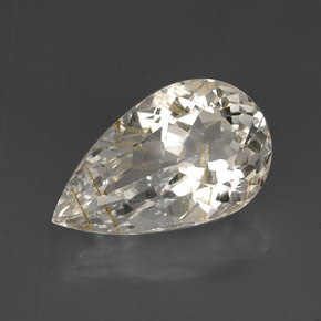Topázio rutilado amarelo natural 15,47ct, formato de pêra, transparente