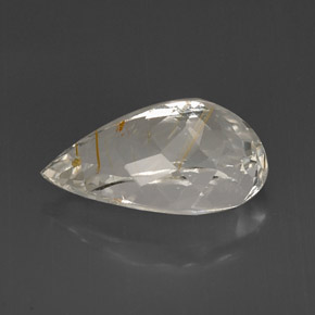 Topázio rutilado amarelo natural 15,47ct, formato de pêra, transparente