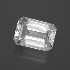 Topázio rutilado amarelo natural 11,14ct, corte esmeralda, transparente