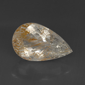 Topázio rutilado amarelo natural 16,08ct, formato de pêra, transparente