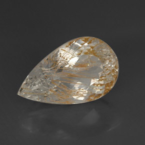Topázio rutilado amarelo natural 16,08ct, formato de pêra, transparente