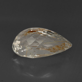 Topázio rutilado amarelo natural 16,08ct, formato de pêra, transparente