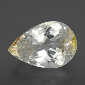 Topázio rutilado amarelo natural 8,21ct, formato de pêra, transparente