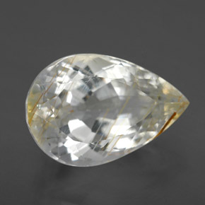 Topázio rutilado amarelo natural 8,21ct, formato de pêra, transparente