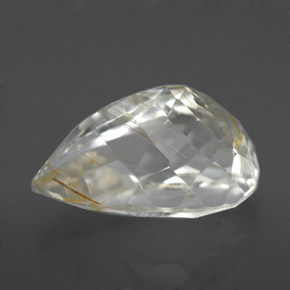 Topázio rutilado amarelo natural 8,21ct, formato de pêra, transparente