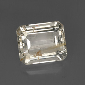 Topázio rutilado amarelo natural 8,79ct, corte esmeralda, transparente
