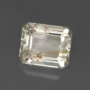 Topázio rutilado amarelo natural 8,79ct, corte esmeralda, transparente