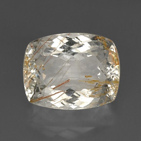 Topázio Rutilo Dourado Natural 13.54ct, Almofada cortada, Transparente