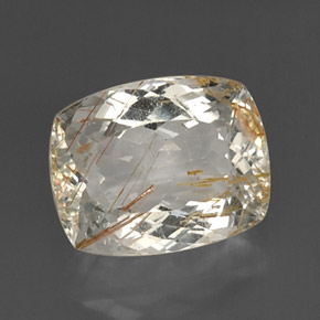 Topázio Rutilo Dourado Natural 13.54ct, Almofada cortada, Transparente
