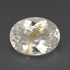 Topázio rutilado amarelo natural 7,49ct, corte oval, transparente