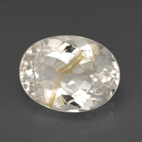 Topázio rutilado amarelo natural 7,49ct, corte oval, transparente