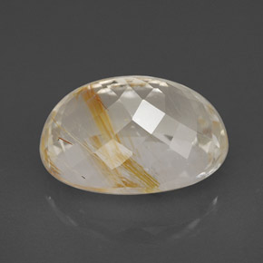 Topázio rutilado amarelo natural 7,49ct, corte oval, transparente
