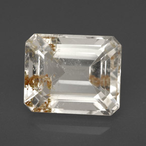Topázio rutilado amarelo natural 7,51ct, corte esmeralda, transparente