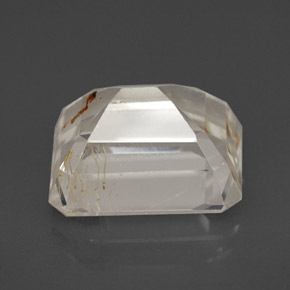 Topázio rutilado amarelo natural 7,51ct, corte esmeralda, transparente