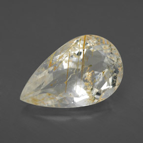 Topázio Rutilo Dourado Natural 4.59ct, Formato de pêra, Transparente