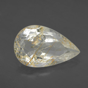 Topázio Rutilo Dourado Natural 4.59ct, Formato de pêra, Transparente