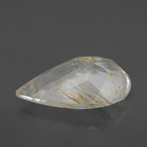 Topázio Rutilo Dourado Natural 4.59ct, Formato de pêra, Transparente