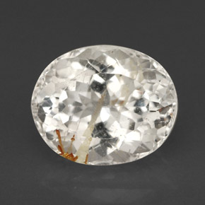 Topázio rutilado amarelo natural 5,62ct, corte oval, transparente