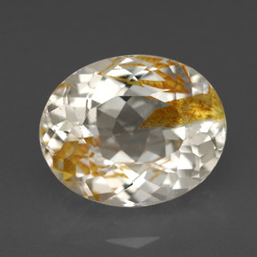Topázio rutilado amarelo natural 5,72ct, corte oval, transparente