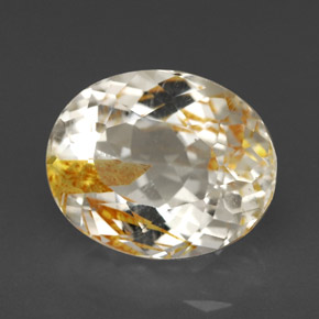 Topázio rutilado amarelo natural 5,72ct, corte oval, transparente