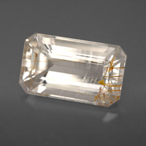 Topázio rutilado amarelo natural 9,20ct, corte esmeralda, transparente