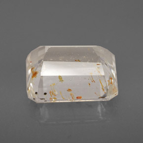 Topázio rutilado amarelo natural 6,46ct, corte esmeralda, transparente