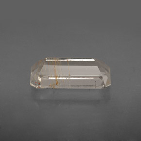 Topázio rutilado amarelo natural 3,66ct, corte esmeralda, transparente