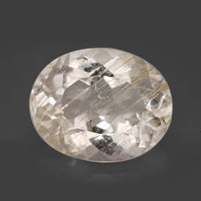 Topázio rutilado amarelo natural 17,25ct, corte oval, transparente
