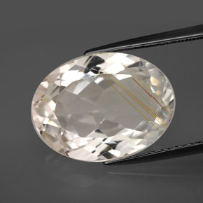Topázio rutilado amarelo natural 11,37ct, corte oval, transparente