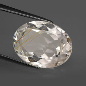Topázio rutilado amarelo natural 11,37ct, corte oval, transparente