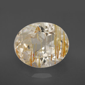 Topázio rutilado amarelo natural 8,38ct, corte oval, transparente