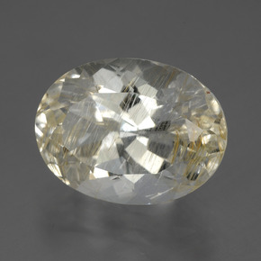 Topázio rutilado amarelo natural 13,64ct, corte oval, transparente
