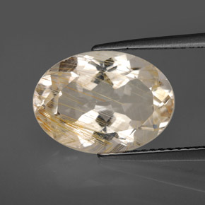 Topázio rutilado amarelo natural 7,03ct, corte oval, transparente