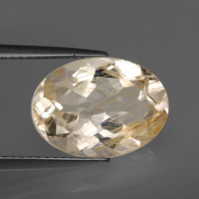 Topázio rutilado amarelo natural 7,03ct, corte oval, transparente