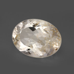 Topázio rutilado amarelo natural 12,03ct, corte oval, transparente