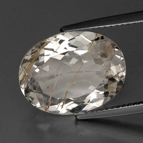 Topázio rutilado amarelo natural 11,65ct, corte oval, transparente