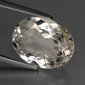 Topázio rutilado amarelo natural 11,65ct, corte oval, transparente